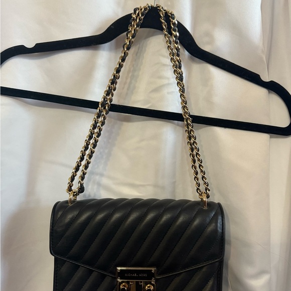 Michael Kors Black Quilted Shoulder Bag with Gold Accents - Picture 2 of 9